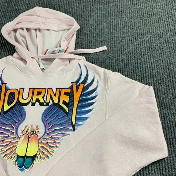 Journey Hoodie Womens Extra Small XS Pink Pullover Sweatshirt Pocket Graphic NWT - Picture 8 of 16